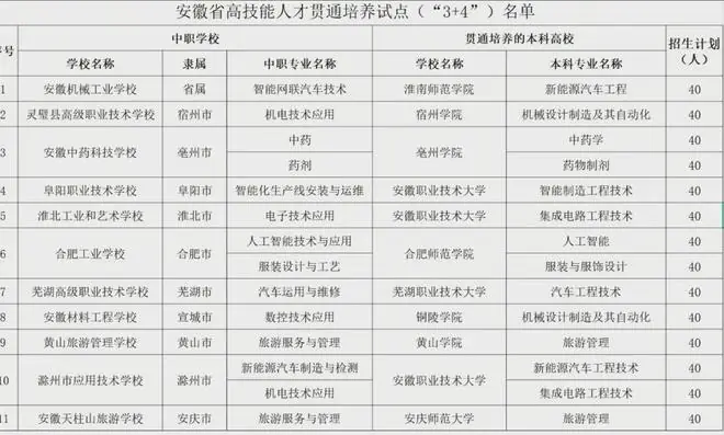 安徽2026年3+4试点计划
